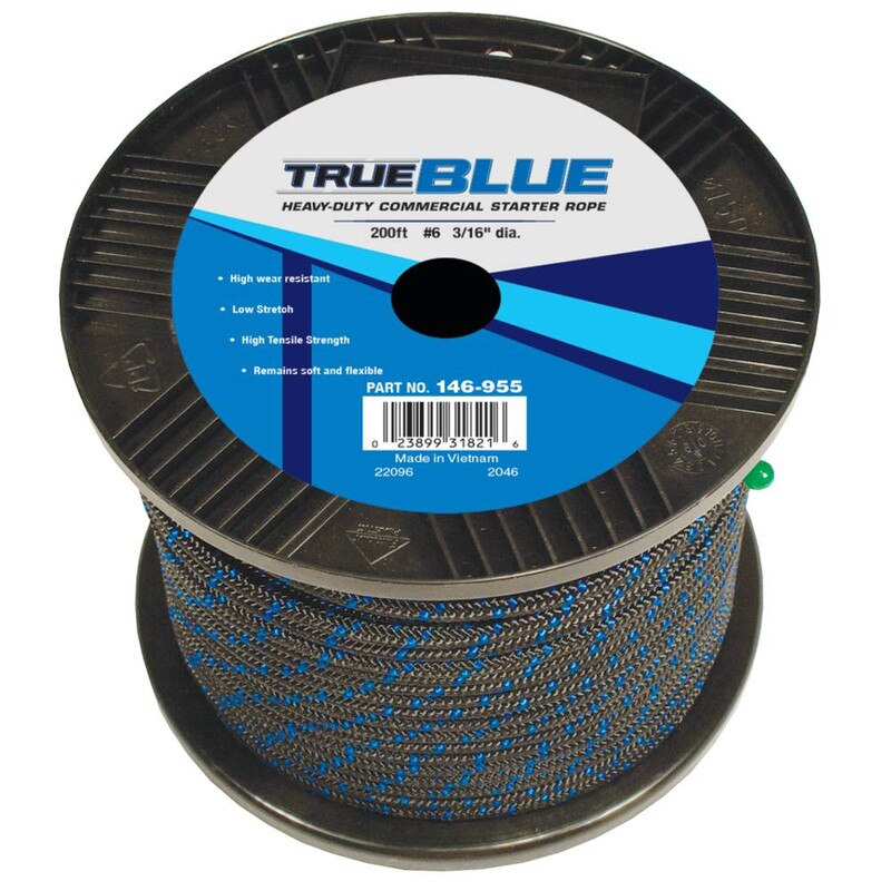 Stens True Blue Rope Size 6, 200 feet, durable outdoor rope for DIY projects and outdoor enthusiasts, shown in the image.