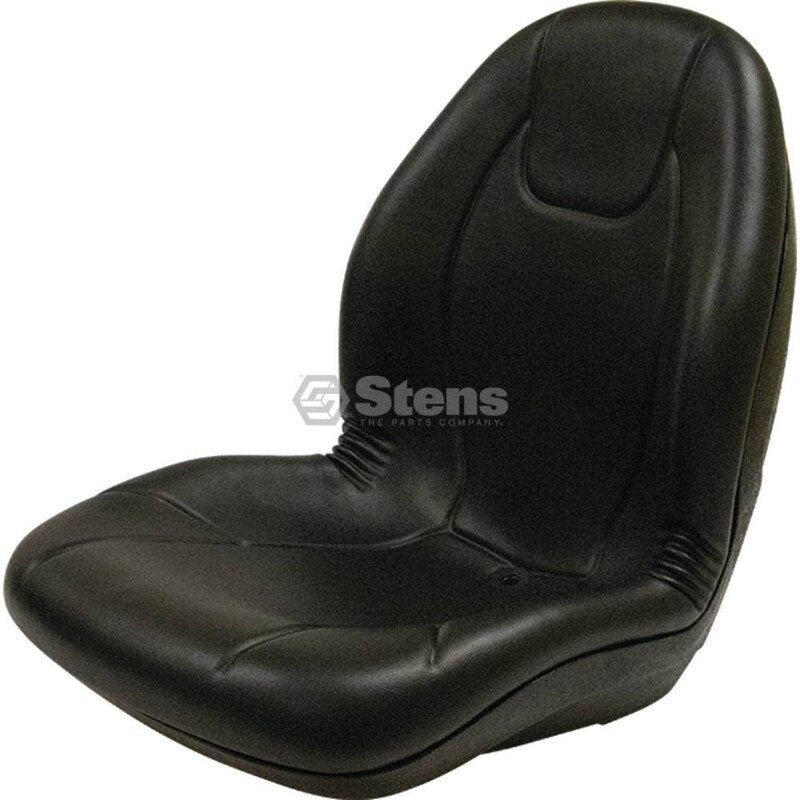 Stens 420100 high back lawn tractor seat with universal fit, black vinyl upholstery and sturdy construction.