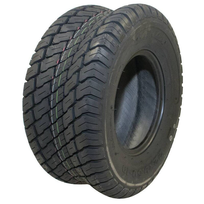 Stens 160554 lawn tractor tire showing durable rubber tread and sidewall, designed for reliable lawn equipment performance.