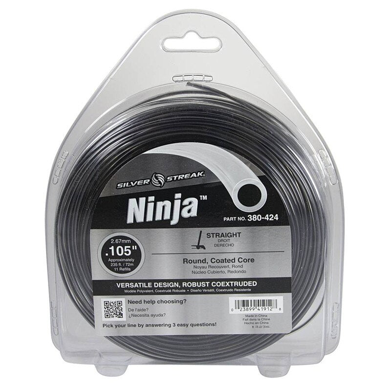 Stens Silver Streak Trimmer Line Ninja 105, 1 lb donut for professional landscapers, designed for durable trimming.